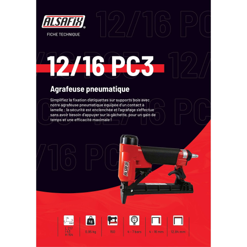 Agrafeuse pneumatique 12/16 PC3 pour agrafes A de 4 à 16 mm - 101S8016C - Alsafix
