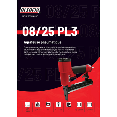 Agrafeuse pneumatique 08/25 PL3 pour agrafes H de 12 à 25 mm - 101S9225A - Alsafix 2