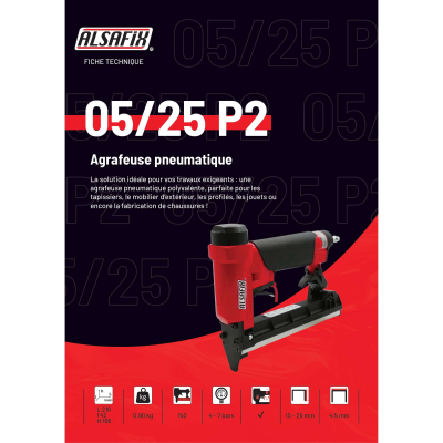 Agrafeuse pneumatique 05/25 P2 pour agrafes O de 10 à 25 mm - 101S97B25 - Alsafix 2