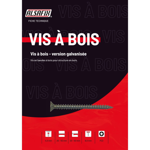 1000 vis bois en bandes D. 4 x 25 mm galavanisées PZ2 - 10440025 - Alsafix