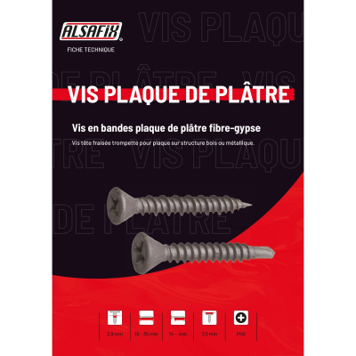 1000 vis plaque de plâtre fibre-gypse en bandes D. 3,9 x 30 mm phosphatée PH2 - 10939030 - Alsafix