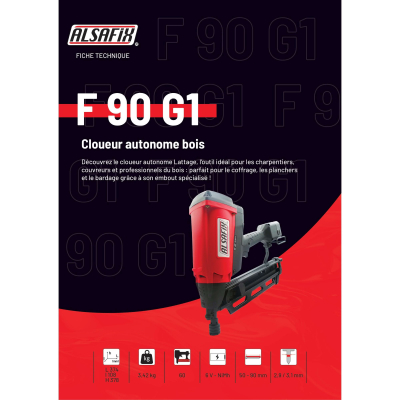 Cloueur pour bois à gaz sans fil 6 V NiMh pour pointes en bande 20° - F 90 G1 - 12A2290N Alsafix 2