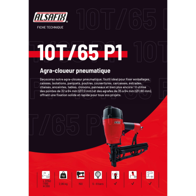 Agra-cloueur pneumatique 10T/65 P1 - 12BS1416 - Alsafix