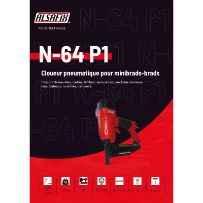 Cloueur pneumatique de finition N-64 P1 - 12B1664 Alsafix