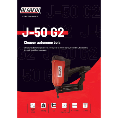 Cloueur à gaz bois pour minibrads 15 - 50 mm J-50 G2 2