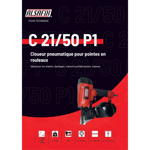 Cloueur pneumatique pour pointes en rouleaux C 21/50 P1 - 12C2150 Alsafix