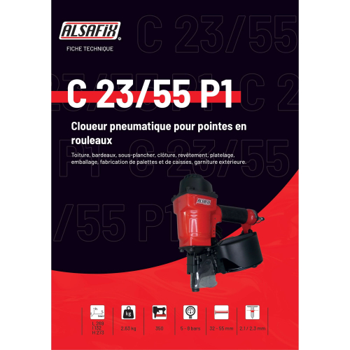 Cloueur pneumatique pour pointes en rouleaux C 23/55 P1 - 12C2357 Alsafix