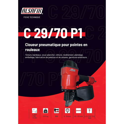 Cloueur pneumatique pour pointes en rouleaux C 29/70 P1 - 12C2970 Alsafix