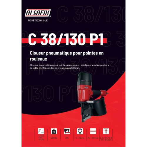 Cloueur pneumatique pour pointes en rouleaux C 38/130 P1 - 12C38130 Alsafix