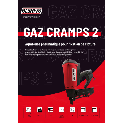 Agrafeuse à gaz pour fixation de clôture / Crampillons GAZ CRAMPS 2 - 7,2 V 2,5 Ah