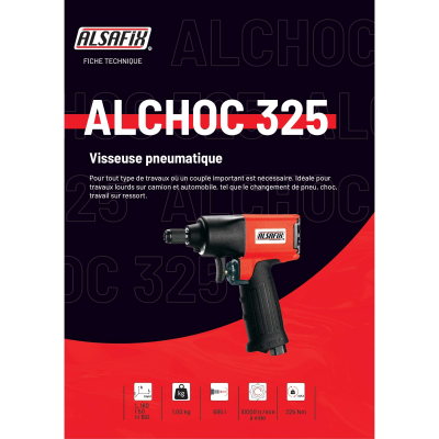 Visseuse à choc pneumatique 325 Nm embout 1/4" ALCHOC325 - 12ISD009 - Alsafix