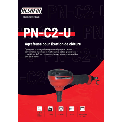 Agrafeuse pneumatique pour fixation de cloture crampillons PN-C2-U - 12PNC2CR - Alsafix