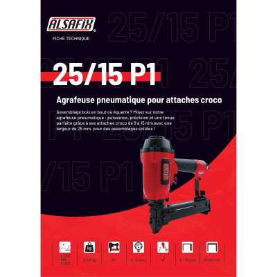 Agrafeuse pneumatique pour attaches croco 25/15 P1 - 12SC2515 - Alsafix 2