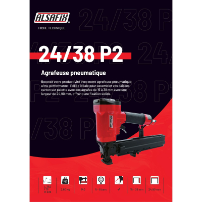 Agrafeuse pneumatique agrafes larges 24/38 P2 - 12S2538B1 - Alsafix