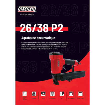 Agrafeuse pneumatique agrafes larges 26/38 P2 - 12S2638B1 - Alsafix