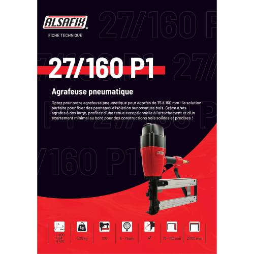 Agrafeuse pneumatique agrafes larges 27/160 P1 - 12S29160 - Alsafix