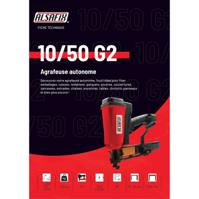 Agrafeuse sans fil 10/50 G1 - 25 - 50 mm L et Z - 7,2 V 2,5 Ah
