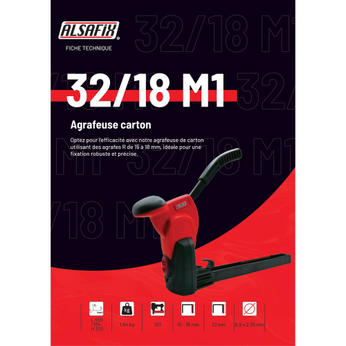 Agrafeuse carton manuelle 32/18 M1 - 123218M1 - Alsafix