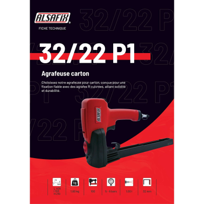 Agrafeuse carton pneumatique 32/22 P1 - 123222P1 - Alsafix