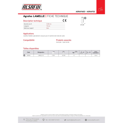 5 000 attaches lamelles FLEX - 15 x ép. 0,38 mm - 1299056 - Alsafix