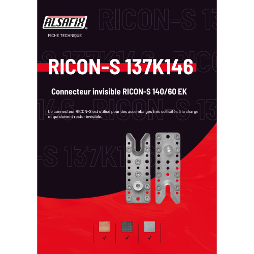 Connecteur invisible RICON-S 140/60 EK (L x l) 140 x 60 mm - AL-137K146 - Alsafix