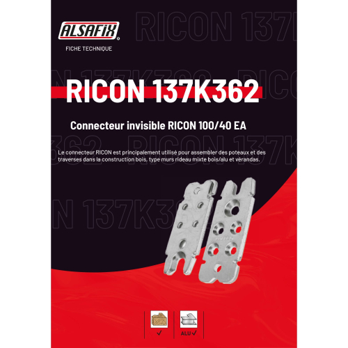 Connecteur invisible RICON 100/40 EA (L x l) 100 x 40 mm - AL-137K362 - Alsafix