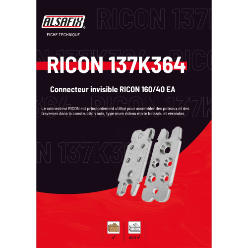 Connecteur invisible RICON 160/40 EA (L x l) 160 x 40 mm - AL-137K364 - Alsafix