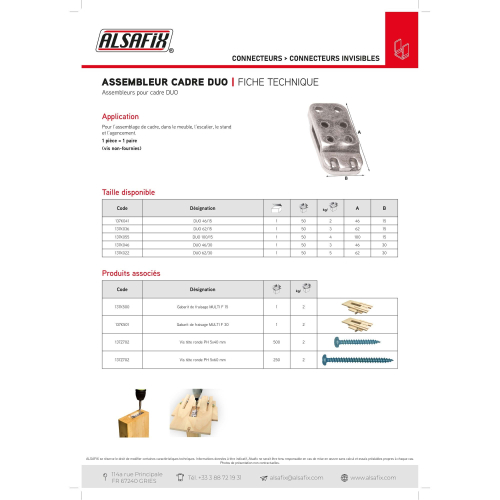 Gabarit de fraisage MULTI F15 pour assembleur DUO 15 mm - AL-137K500 - Alsafix
