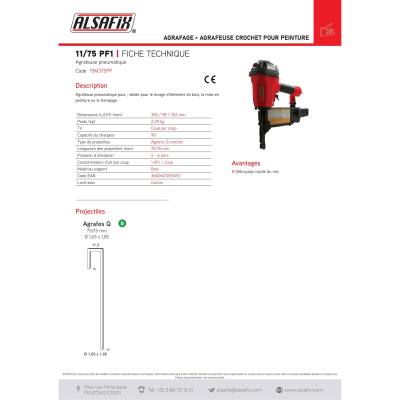 Agrafeuse pneumatique 11/75 PF1 - 15M375PF - Alsafix