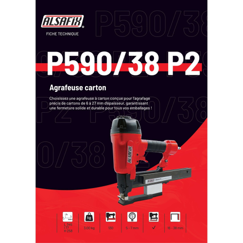 Agrafeuse carton pneumatique avec enclume P590/38 P2 - 1559038RF2 - Alsafix