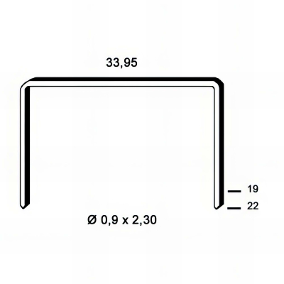 15 000 agrafes cuivrées BM-22 - 33,95 x 22 x D. 0,9 x 2,3 mm - 6BM221 - Alsafix