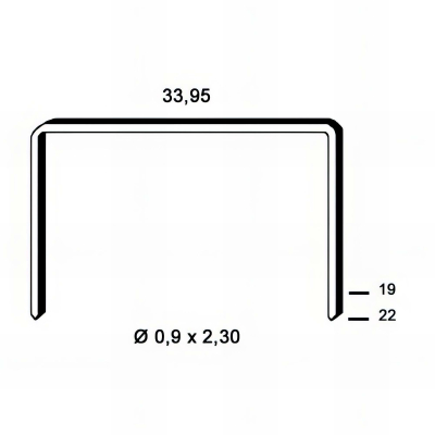 15 000 agrafes cuivrées BM-22 - 33,95 x 22 x D. 0,9 x 2,3 mm - 6BM221 - Alsafix