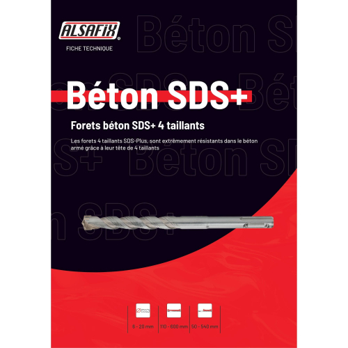 Foret Béton SDS+ Premium 4 Taillants D. 12 mm