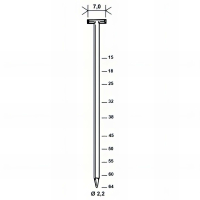 2 000 Pointes en T Galvanisées en Bande pour Béton D. 2,2/7 mm Alsafix