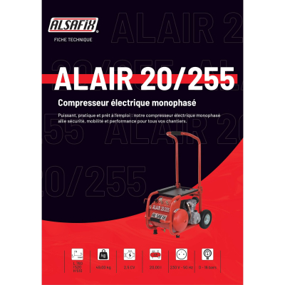Compresseur 20 Litres 230 V 2,5 CV ALAIR 20/255 - AL57170 - Alsafix