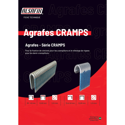 1 500 crampillons galvanisés à chaud 12,8 x 40 x D. 3,15 mm HDG - BDCR3240D6 - Alsafix