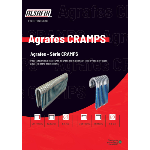 2000 demi-crampillons galvanisés à chaud 40/13 x D. 3,15 mm HDG - BDCR324013 - Alsafix