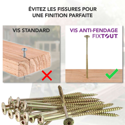 100 Vis bois Torx à tête bombée expert - Acier galvanisée - anti-fendage - moletage de serrage