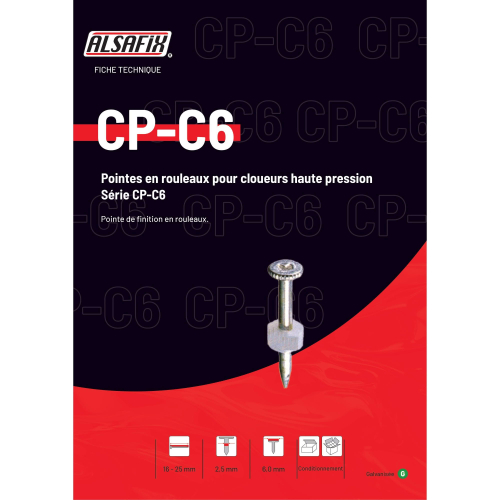 Coil de 1 000 Pointes Acier CP-C6 D. 2,5 mm pour Cloueur HN 25 C Alsafix