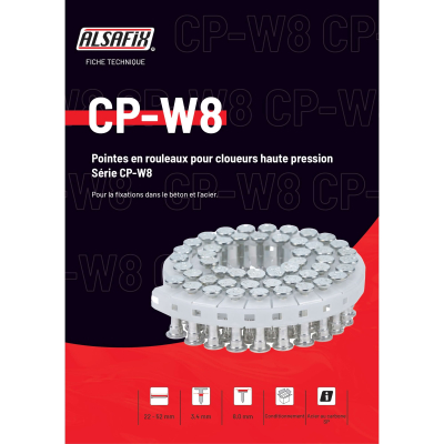 Coil de 2 000 Pointes Acier CP-W8 D. 3,4 mm avec Guide Aluminium pour Cloueur HN 120 A Alsafix