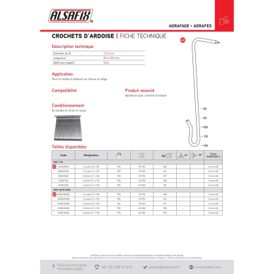 750 Crochets D'Ardoise En Bandes D. 2,7 mm INOX 17% - Alsafix
