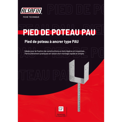 Pied De Poteau À Ancrer Type PAU (B x C x D x ép) 110 x 250 x 20 x 4,0 mm - Alsafix