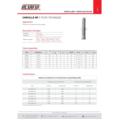 200 chevilles Nylon triple expansion NP D. 8 x Lt. 40 mm - CN08040 - Alsafix