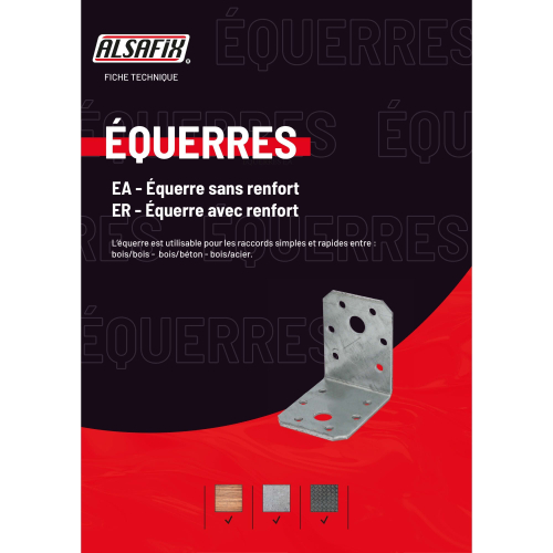 Equerre sans renfort (H x L x l x ép) 115 x 90 x 40 x 3,0 mm - AL-EA11090430 - Alsafix