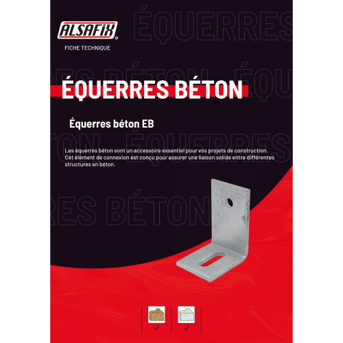 Equerre béton (L x H x l x ép) 75 x 150 x 60 x 8,0 mm - AL-EB07150680 - Alsafix