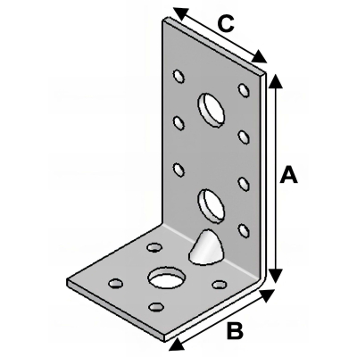 Equerre avec renforts (H x L x l x ép) 90 x 50 x 48 x 3,0 mm - AL-ER09050530 - Alsafix 2