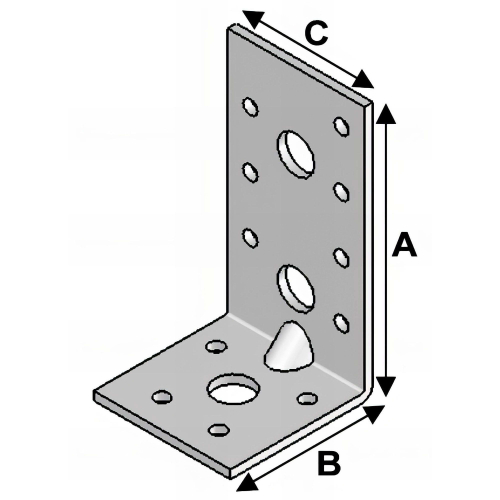 Equerre avec renforts (H x L x l x ép) 90 x 50 x 76 x 3,0 mm - AL-ER09050830 - Alsafix