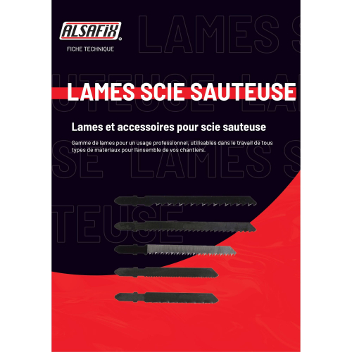 5 lames de scie sauteuse HCS x Lu. 105 x 3,0 mm - T301CD - Composite, panneaux, PVC - HE25803 - Alsafix