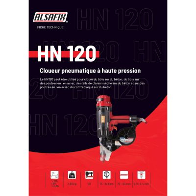 Cloueur pneumatique à haute pression HN 120 - HN120A Alsafix 2