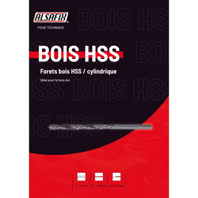 Foret bois HSS D. 7 x LT. 108 x Lu. 69 mm - Q. cylindrique - HSS07108 - Alsafix